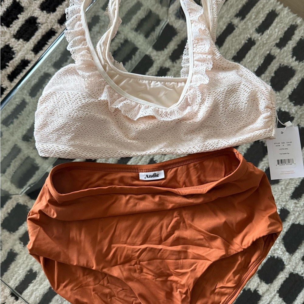 Andie Cream Lace Top and Brown Bottom Set